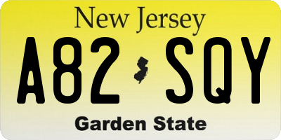 NJ license plate A82SQY