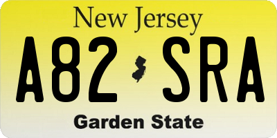 NJ license plate A82SRA