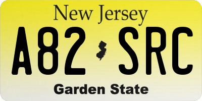 NJ license plate A82SRC