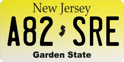 NJ license plate A82SRE