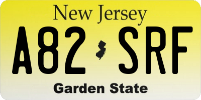 NJ license plate A82SRF