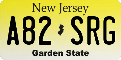NJ license plate A82SRG
