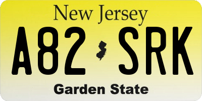 NJ license plate A82SRK