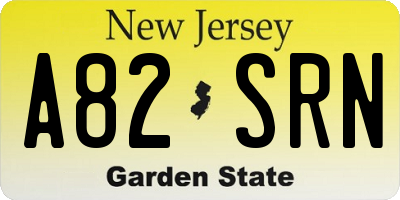 NJ license plate A82SRN