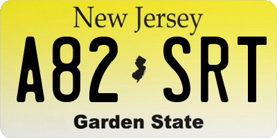NJ license plate A82SRT