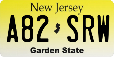 NJ license plate A82SRW