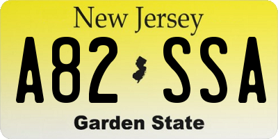 NJ license plate A82SSA
