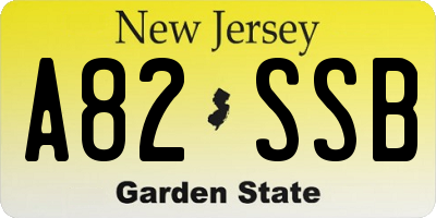 NJ license plate A82SSB