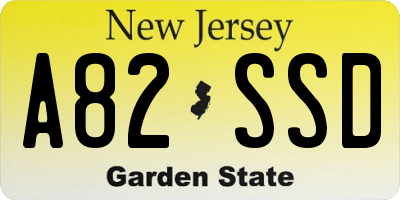 NJ license plate A82SSD