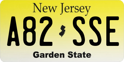 NJ license plate A82SSE