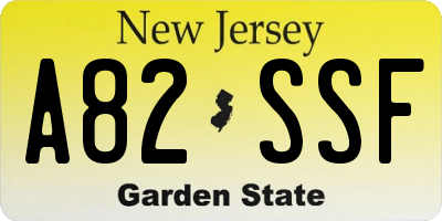 NJ license plate A82SSF