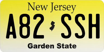 NJ license plate A82SSH