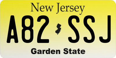 NJ license plate A82SSJ
