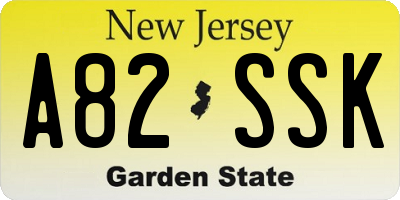 NJ license plate A82SSK
