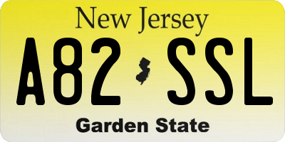 NJ license plate A82SSL