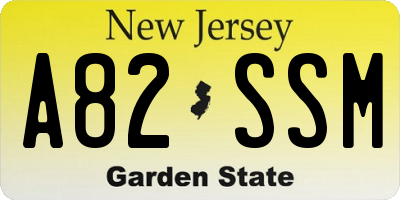 NJ license plate A82SSM