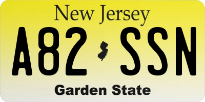 NJ license plate A82SSN