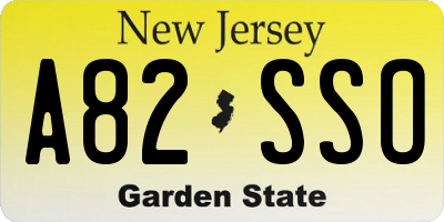 NJ license plate A82SSO