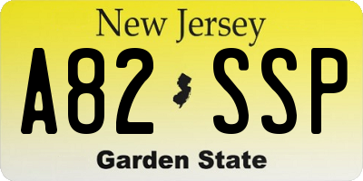 NJ license plate A82SSP