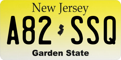 NJ license plate A82SSQ