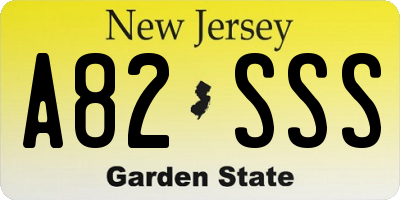 NJ license plate A82SSS
