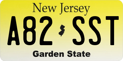 NJ license plate A82SST