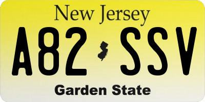 NJ license plate A82SSV