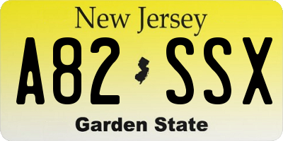 NJ license plate A82SSX