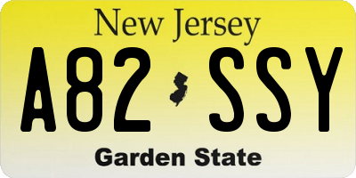 NJ license plate A82SSY