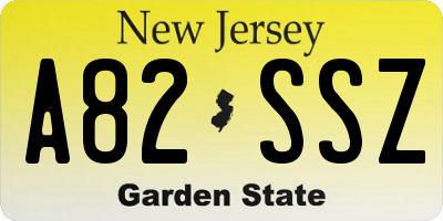 NJ license plate A82SSZ