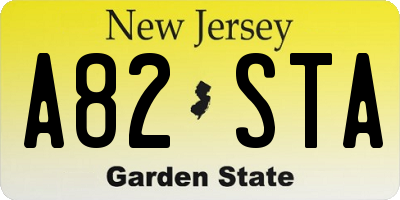NJ license plate A82STA