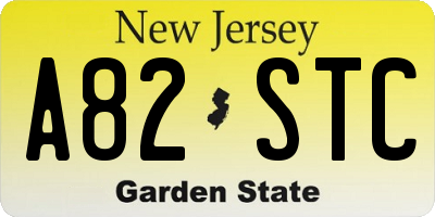 NJ license plate A82STC