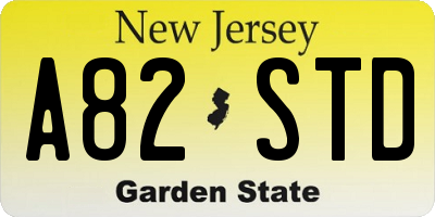 NJ license plate A82STD
