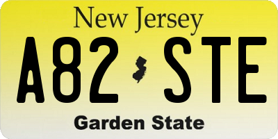NJ license plate A82STE