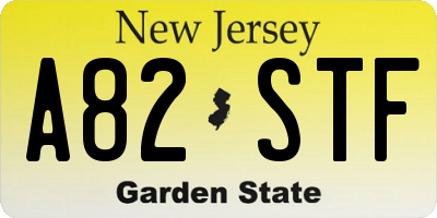 NJ license plate A82STF