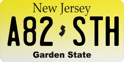 NJ license plate A82STH