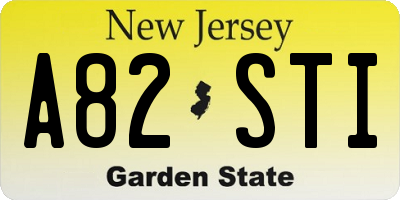 NJ license plate A82STI