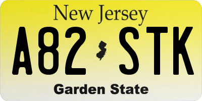 NJ license plate A82STK