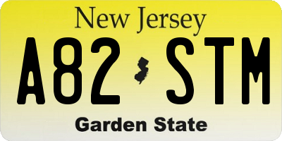 NJ license plate A82STM