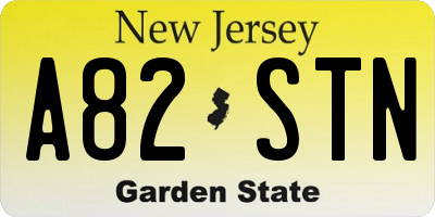 NJ license plate A82STN