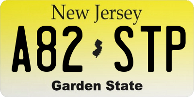 NJ license plate A82STP