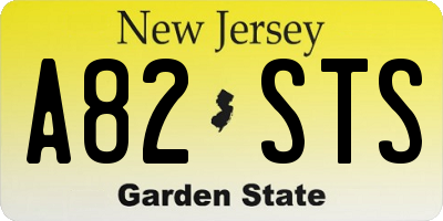 NJ license plate A82STS