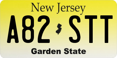 NJ license plate A82STT