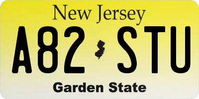 NJ license plate A82STU