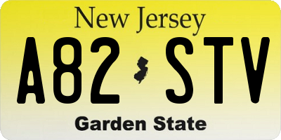 NJ license plate A82STV