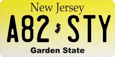 NJ license plate A82STY