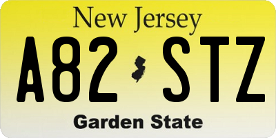NJ license plate A82STZ