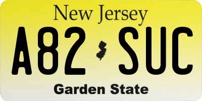 NJ license plate A82SUC