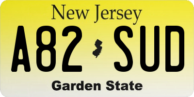 NJ license plate A82SUD