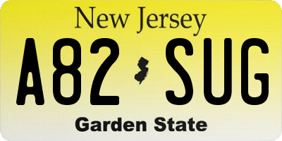 NJ license plate A82SUG